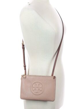 Tory Burch Pebbled Leather Crossbody in Dusty Rose